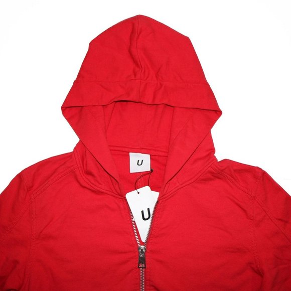U CLOTHING Red Garment Dye Terry Zip Hoodie - Picture 3 of 4